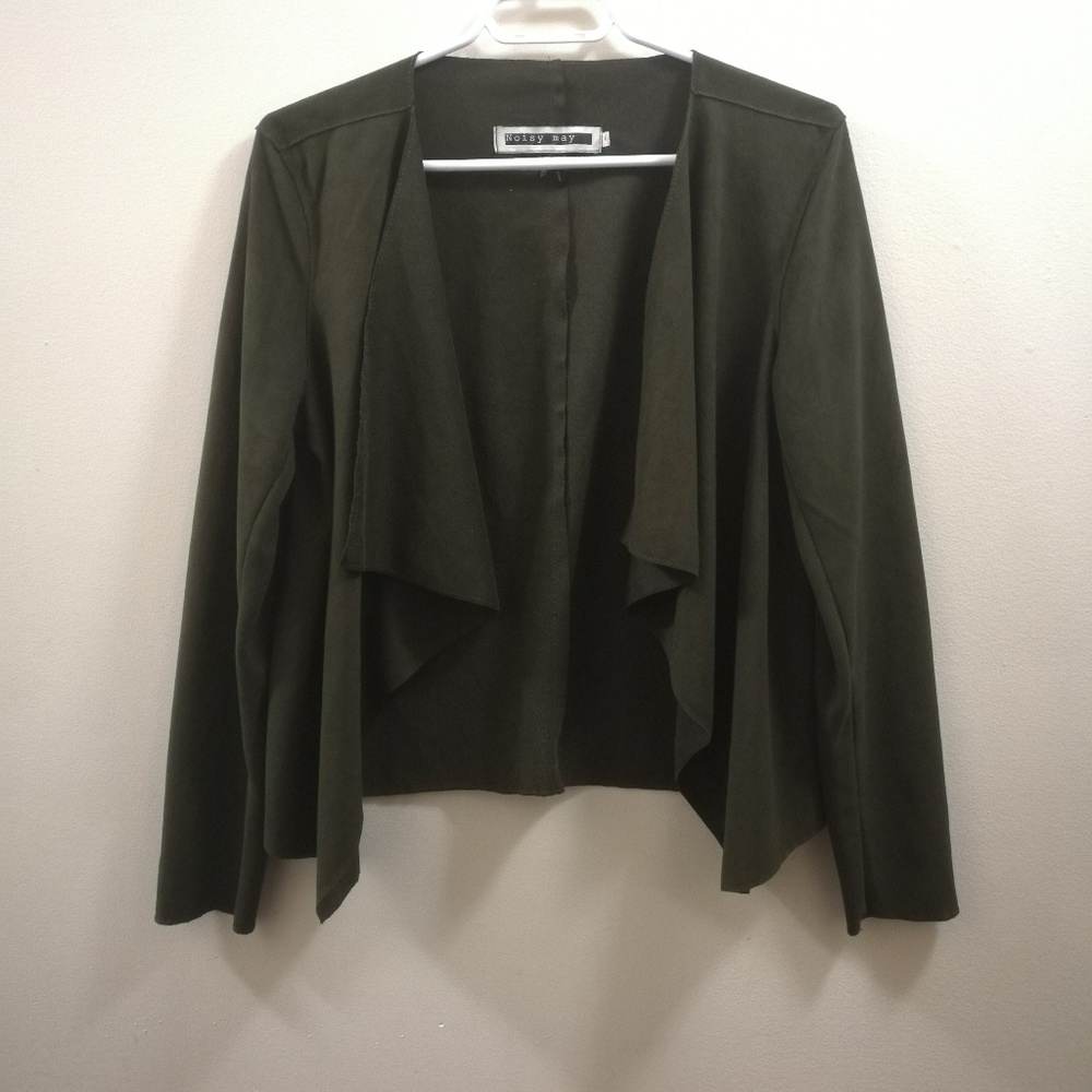 Noisy May Drape Front Faux Suede Blazer - Picture 2 of 4